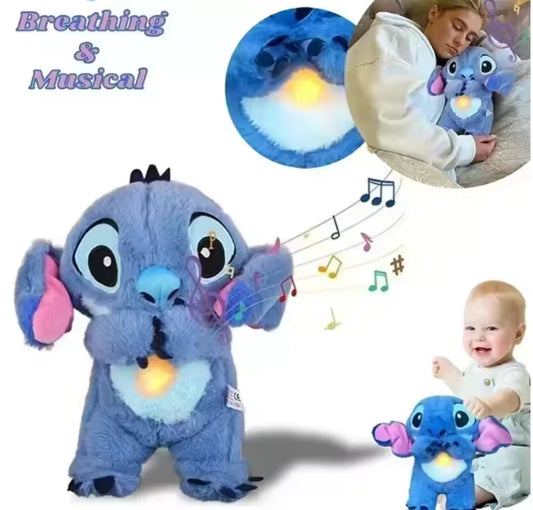 “Lilo  & Stitch” Breathing Musical Stitch /Angel with Light Soothing Sleeping Sounds & Glow Light, 12”