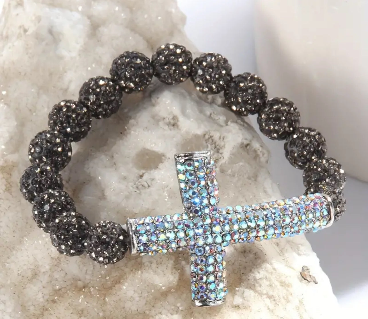 Bling Rhinestones Cross Decor Bracelet