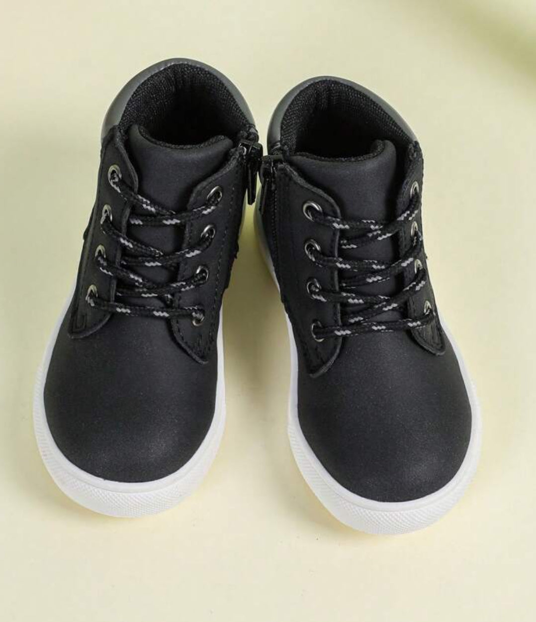 Boys Zipper Slip-On, Warm Short Boots, Waterproof Anti-Skid, Lace-Up, Casual, High-Top PU Leather