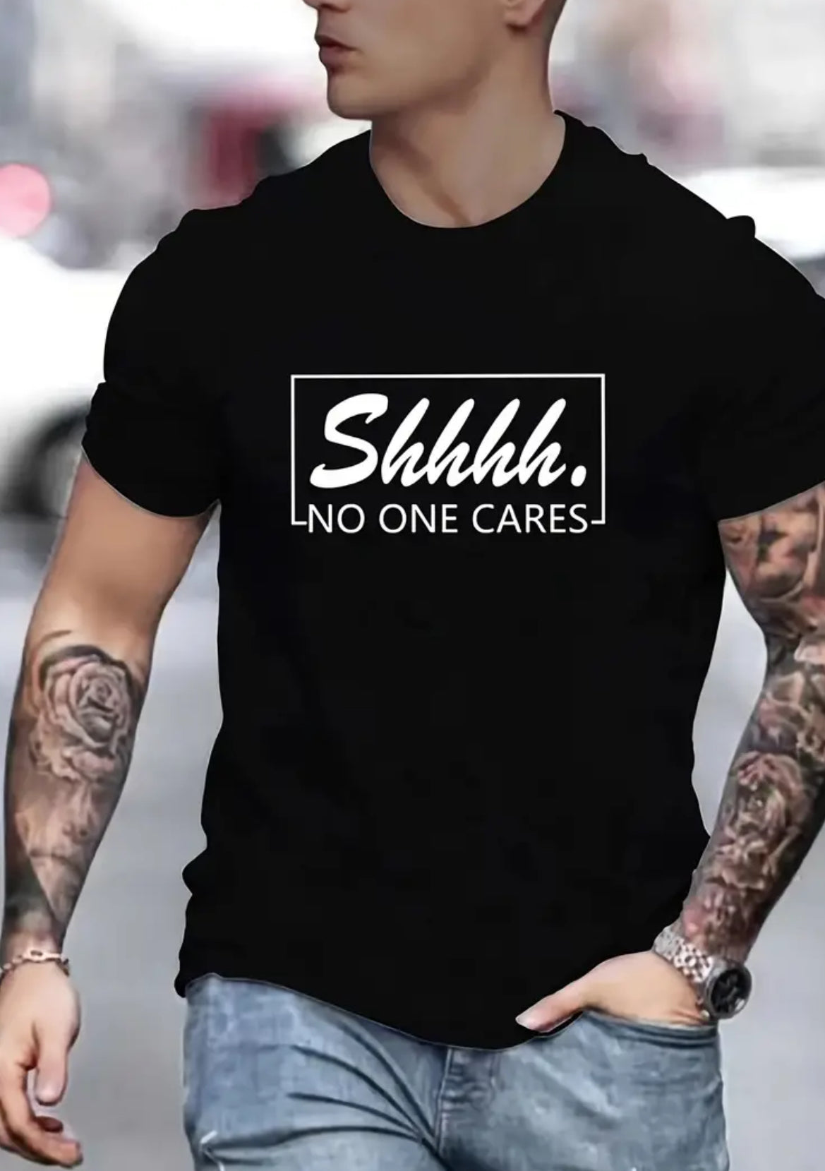 'Shhh, No One Cares' Tee For Men