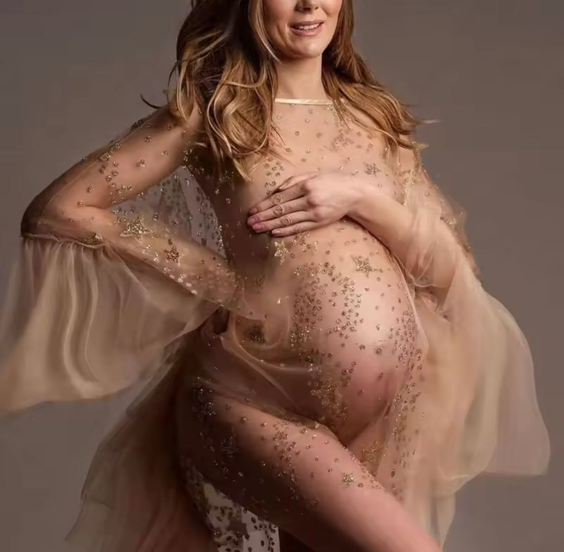 “Sequined Stars” Photoshoot -Maternity, Baby Shower Gown