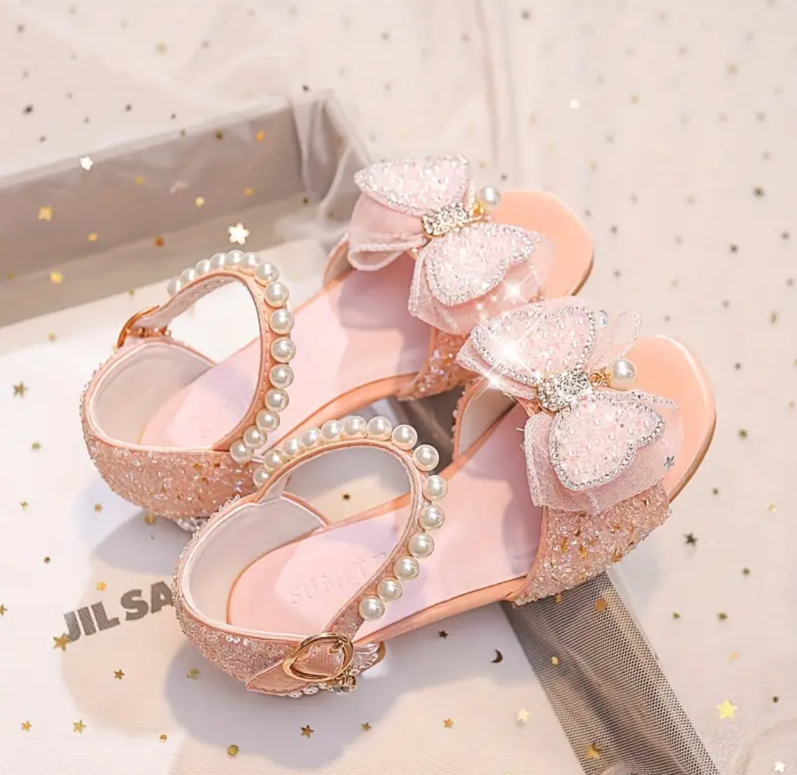 “Trendy Bowknot Pearls” Open, Elegant Flats For Girls