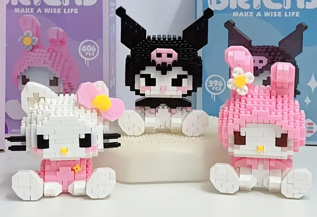 Authorized Sanrio Cute Building Blocks Kawaii Melody, Hello Kitty, Kuromi