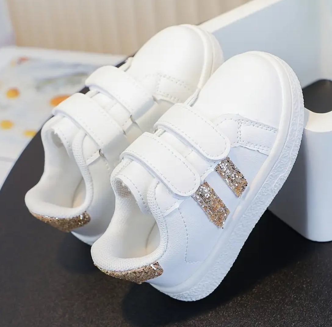 ‘GLITTER GIRLS’ Sneakers White Grip - Closure Low-Top Stylish 