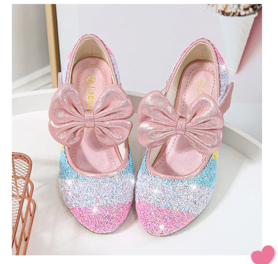 Rainbows, Oh My! Round-Toe Princess Glitter Heels