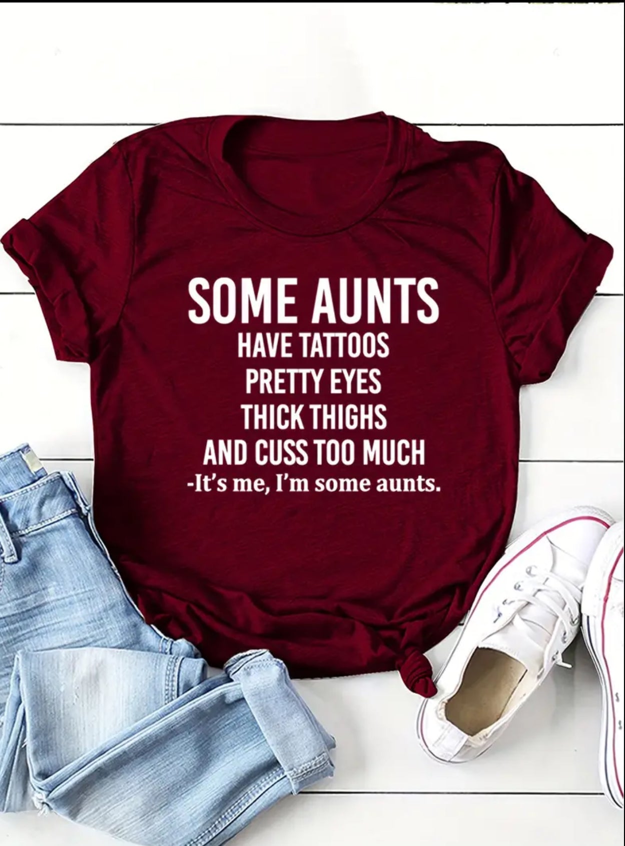 Camiseta informal de manga corta para mujer de talla grande “Some Aunts”