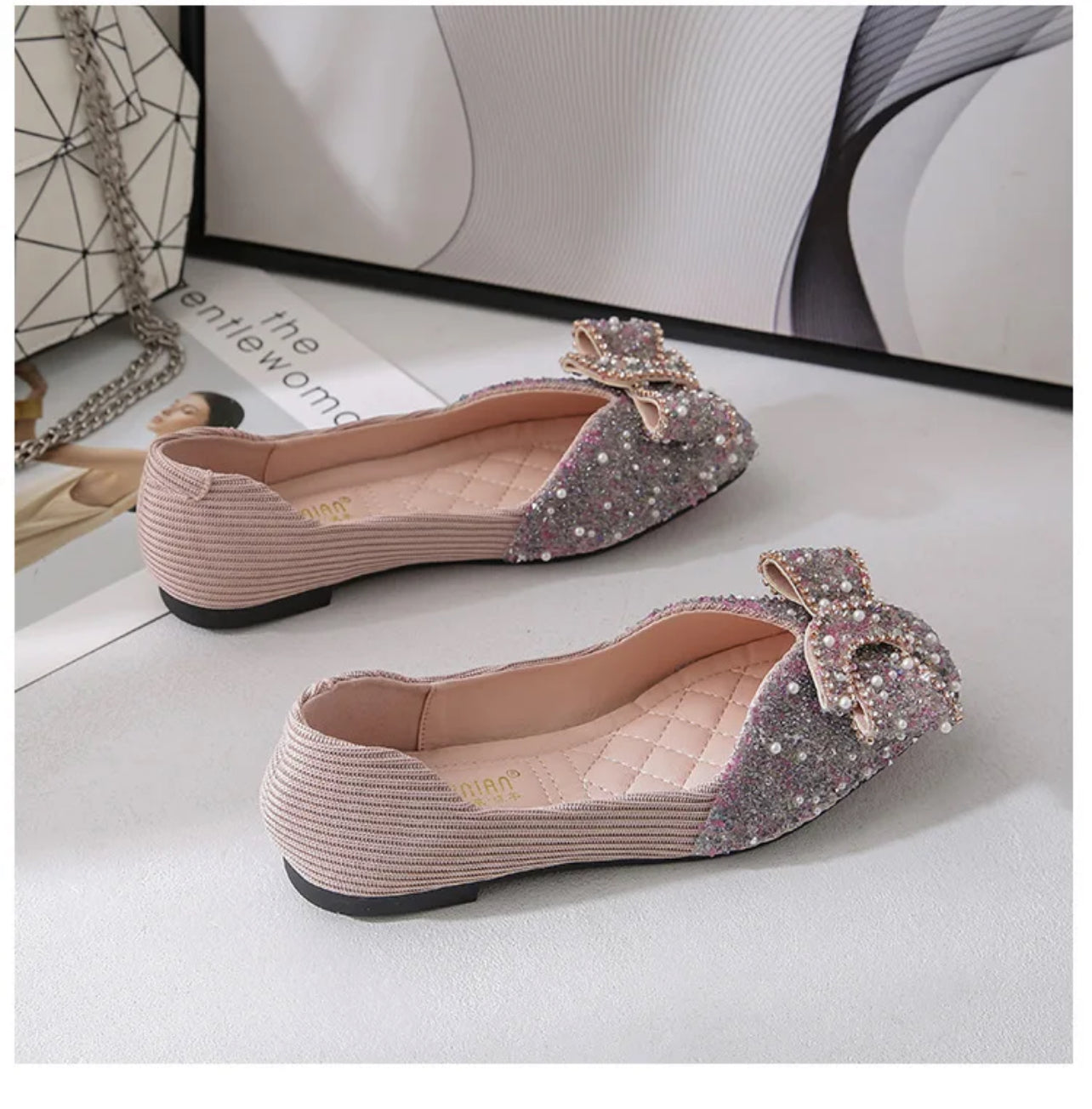 2024 New “Sweet Woman” Elegant Square Toe Bowknot Ballet Lady Flats