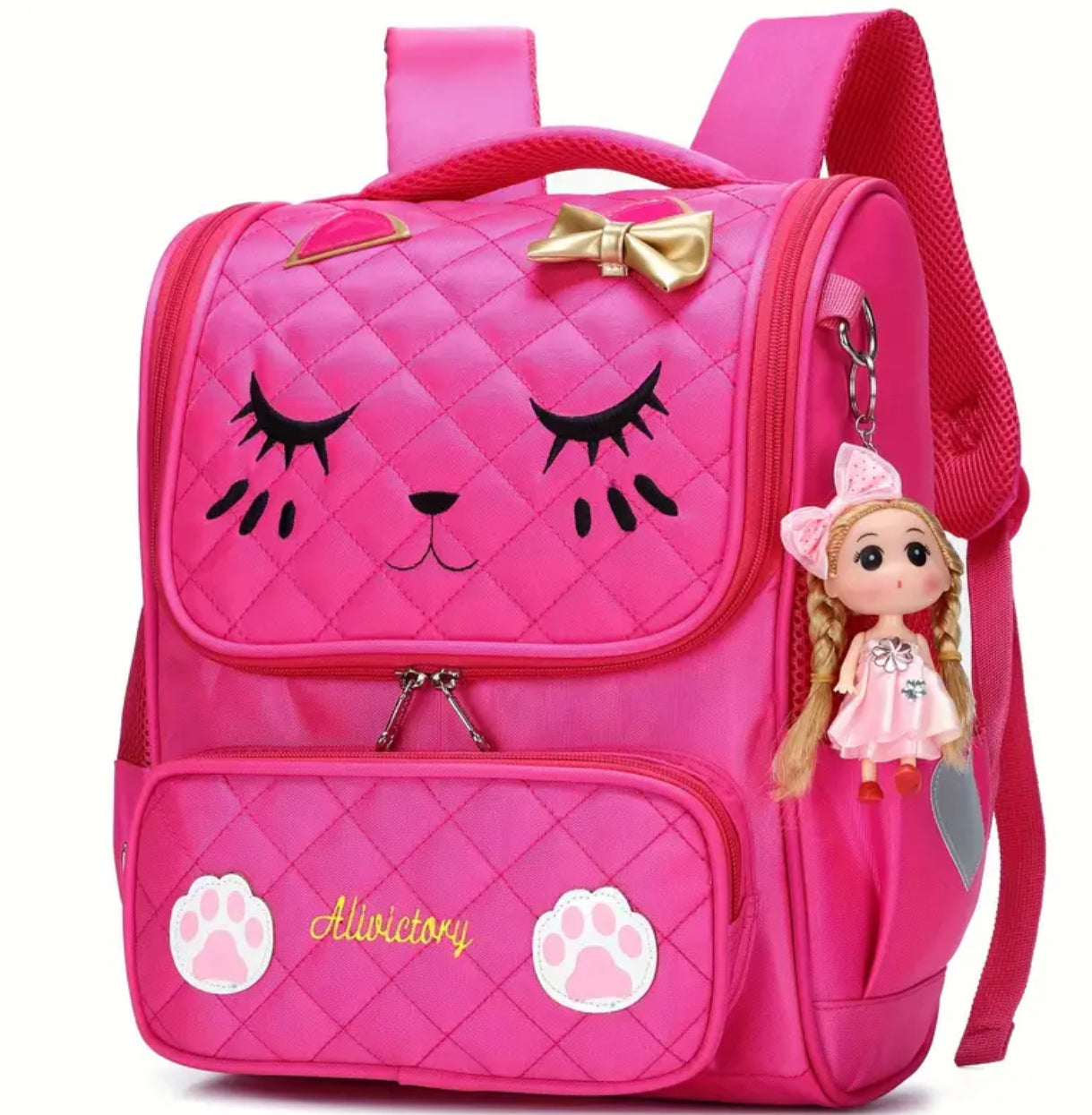 Mochila “Kitty Cat” para niñas, impermeable, 🖤💗