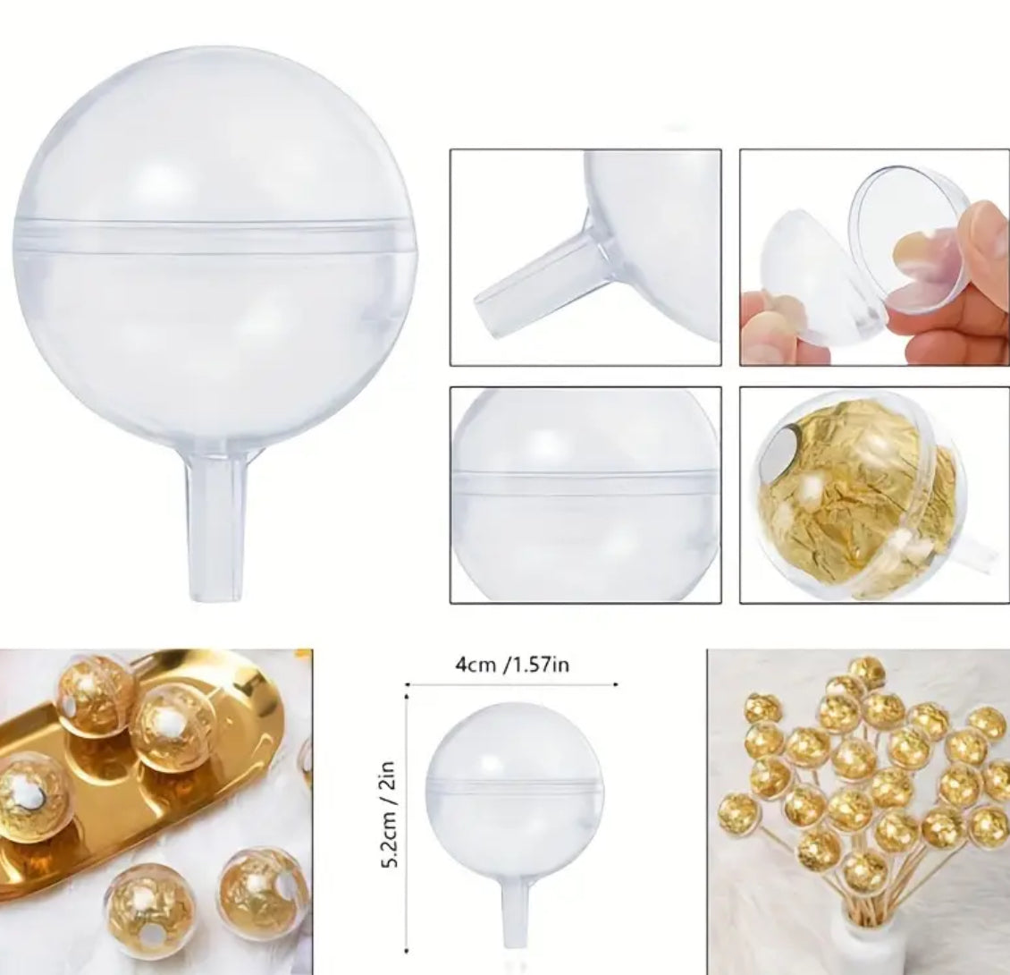 50pcs “Chocolate Flowers” Stand, Clear Round Plastic with Lid DIY Bouquet Holder