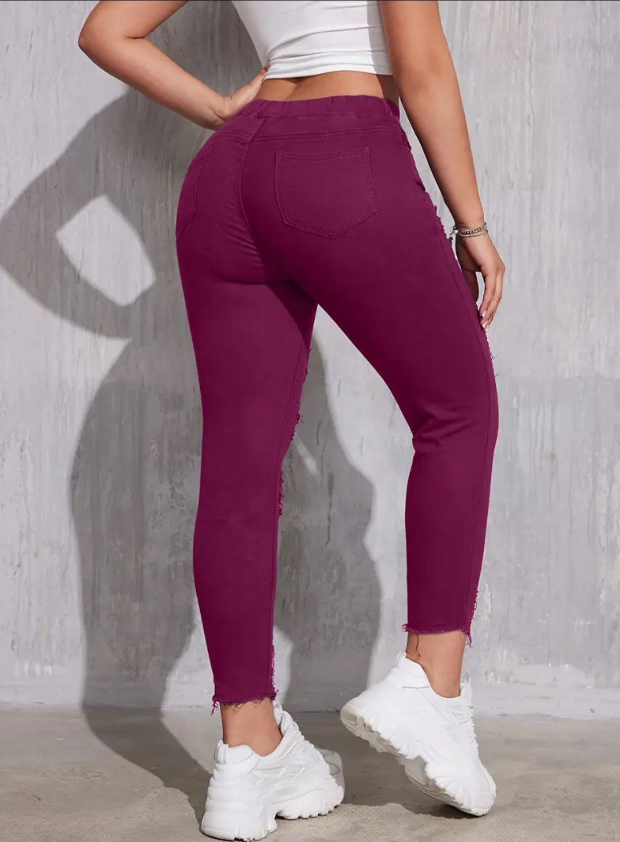 “Fallish” Stretchy Skinny, High-Waisted Jeans With Drawstring Waist