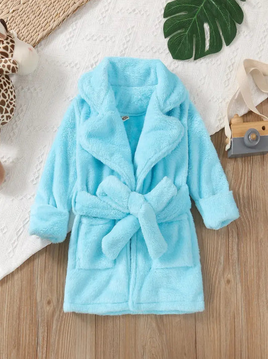 Children’s Fluffy Long Sleeve PJ Robe & Belt