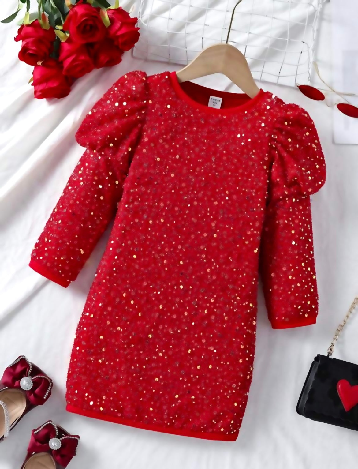 “Merry & Bright Sequin” ♦️ Long Sleeve, Glam Girls Dress, Youth