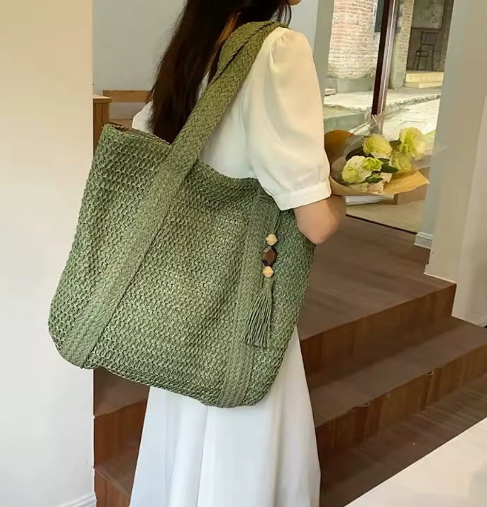 Large Straw Weave Tote Bag