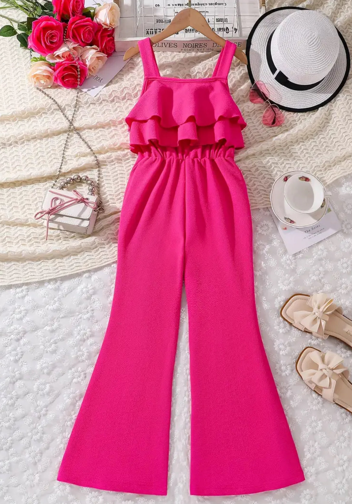 “Elegant Rose” Teens Ruffle Trim Sleeveless Jumpsuit 🌺