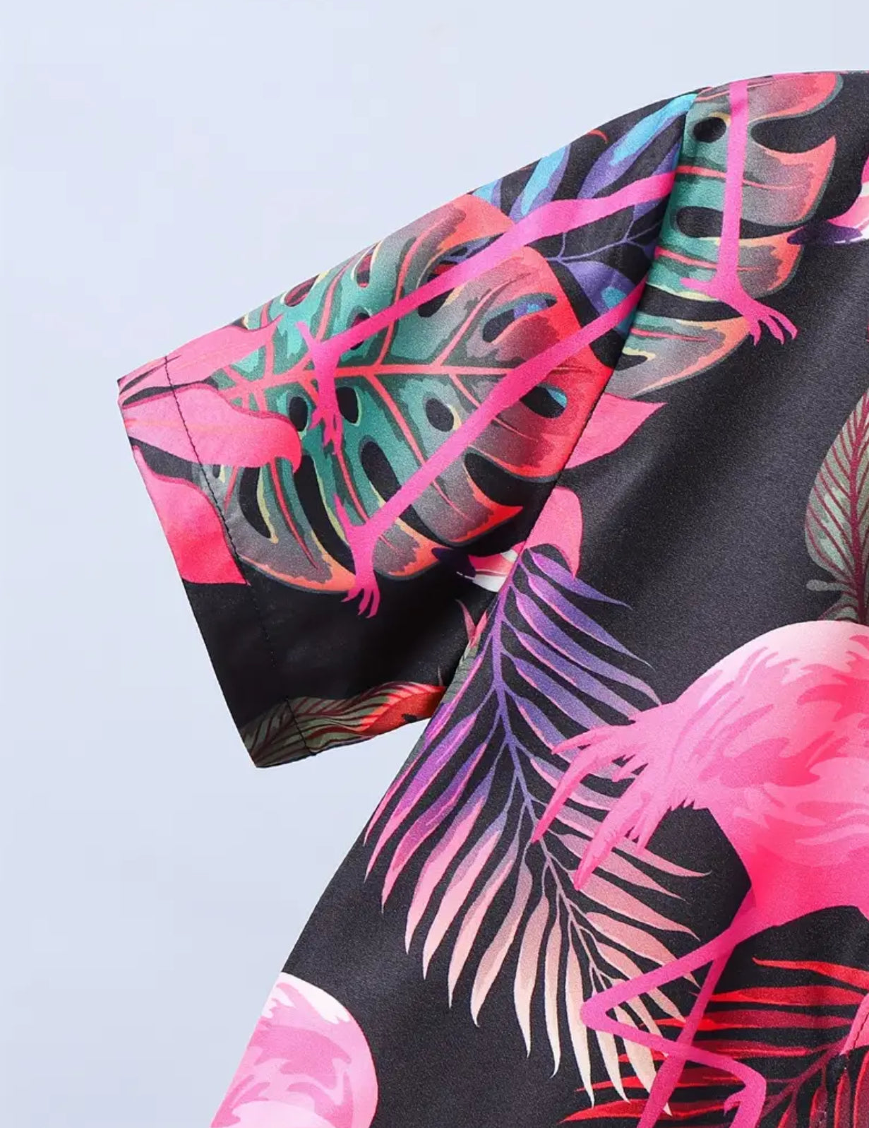 Tropical Flamingo, Short Sleeve Lapel Shirt & Shorts Set