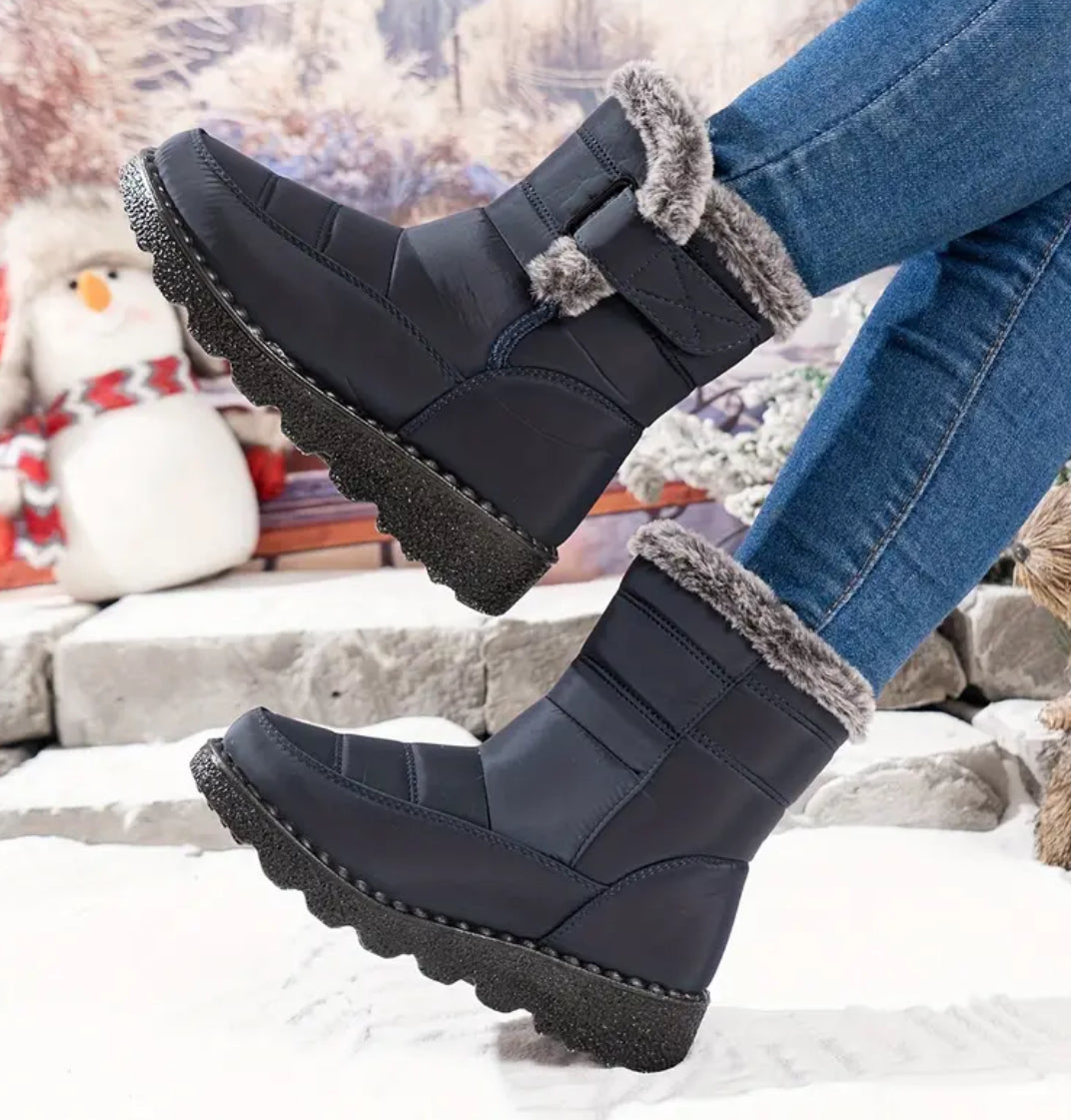 “Canada Winter” Non-Slip, Hook-and-loop Fastener Closure, Warm Fleece Lining, Wedge Heel