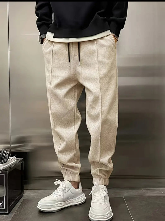 Drawstring Sweatpants Loose Fit Pants, Men's Casual Joggers