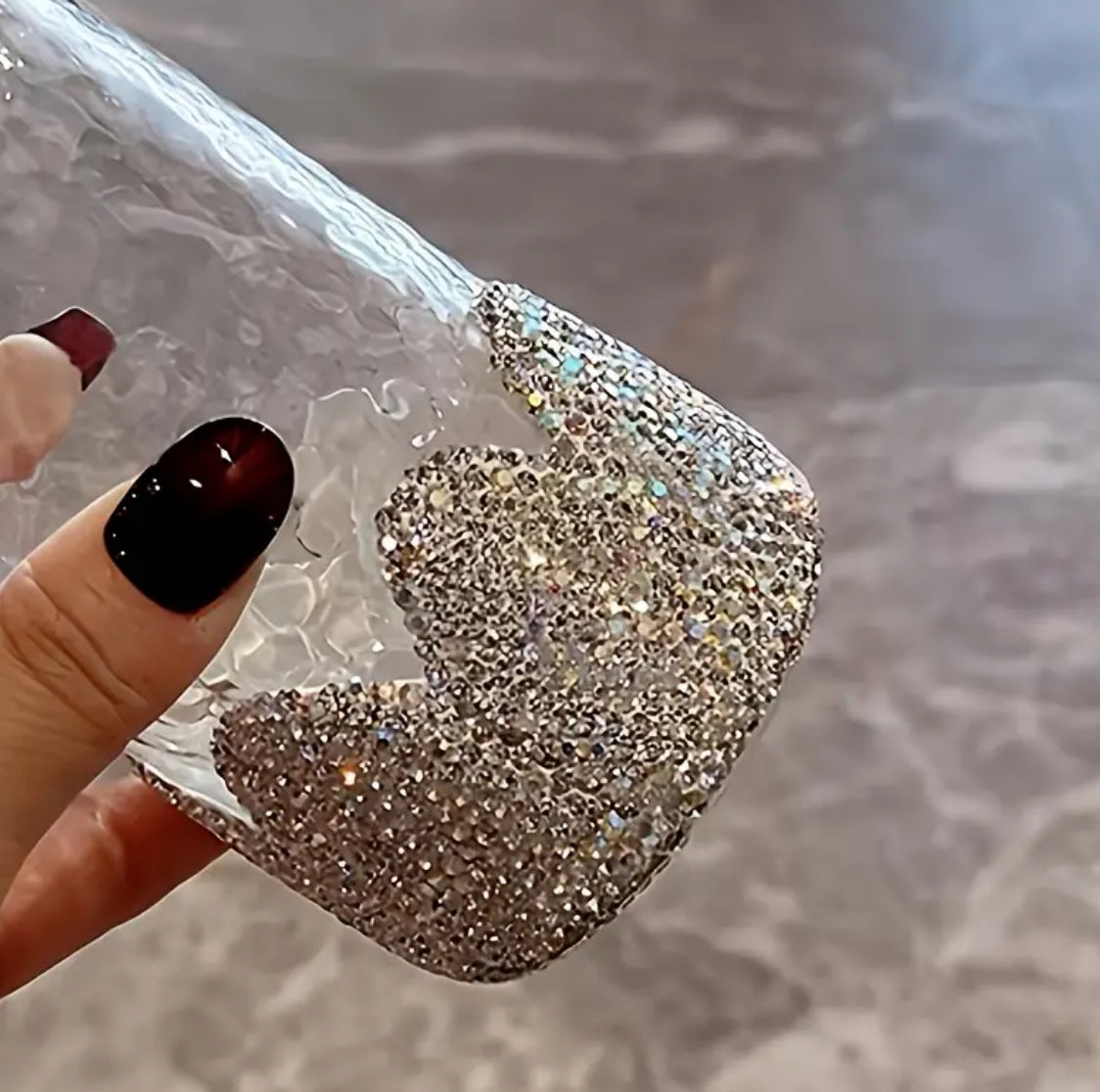 1pc, 10oz Luxury Rhinestone Encrusted Glass Water Cup