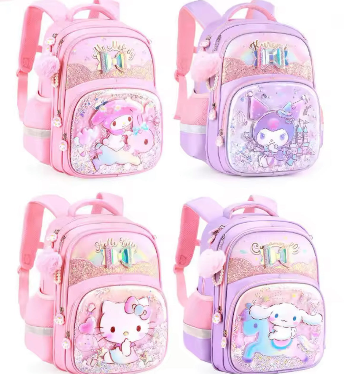 💞 Mochila escolar “Hello Kitty” Kawaii Kuromi &amp; Friends