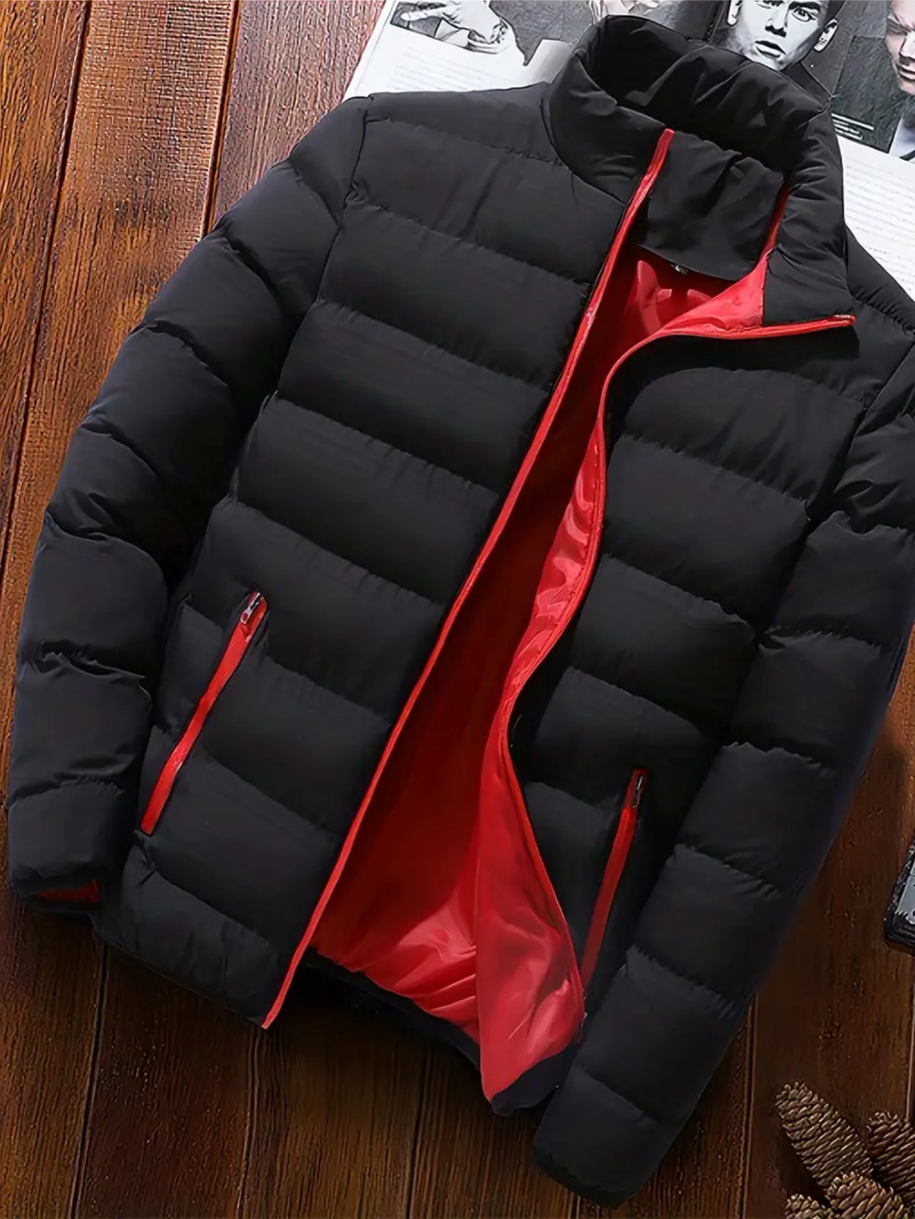 Men's Casual Stand Collar Warm Quilted Jacket For Fall Winter, Sugar Daddy 🎩 Collection