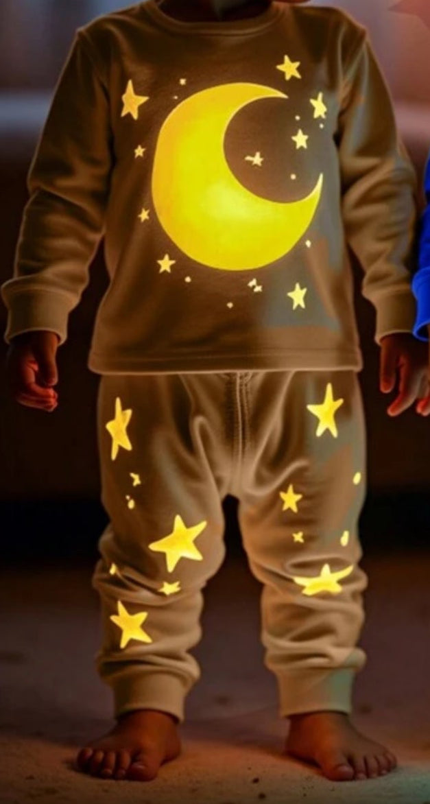 2pcs “Luminous Elephant & Moon” 🌙 🐘 Long Sleeve Top And Long Pants Pajamas Set