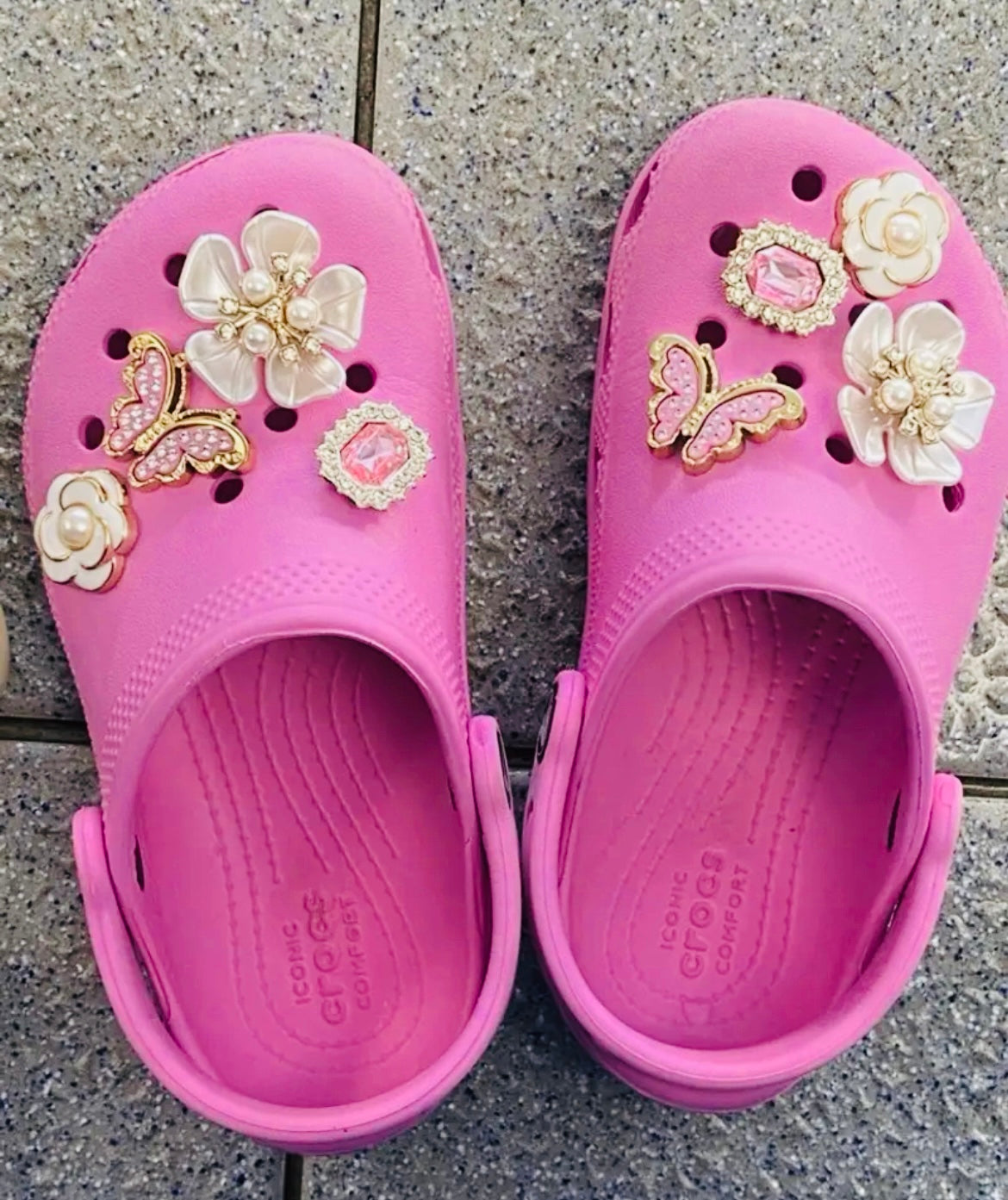 Detachable “Pearls 🌸Flower & Butterfly” Designs for Crocs & Sandals - Sparkling 10 pcs