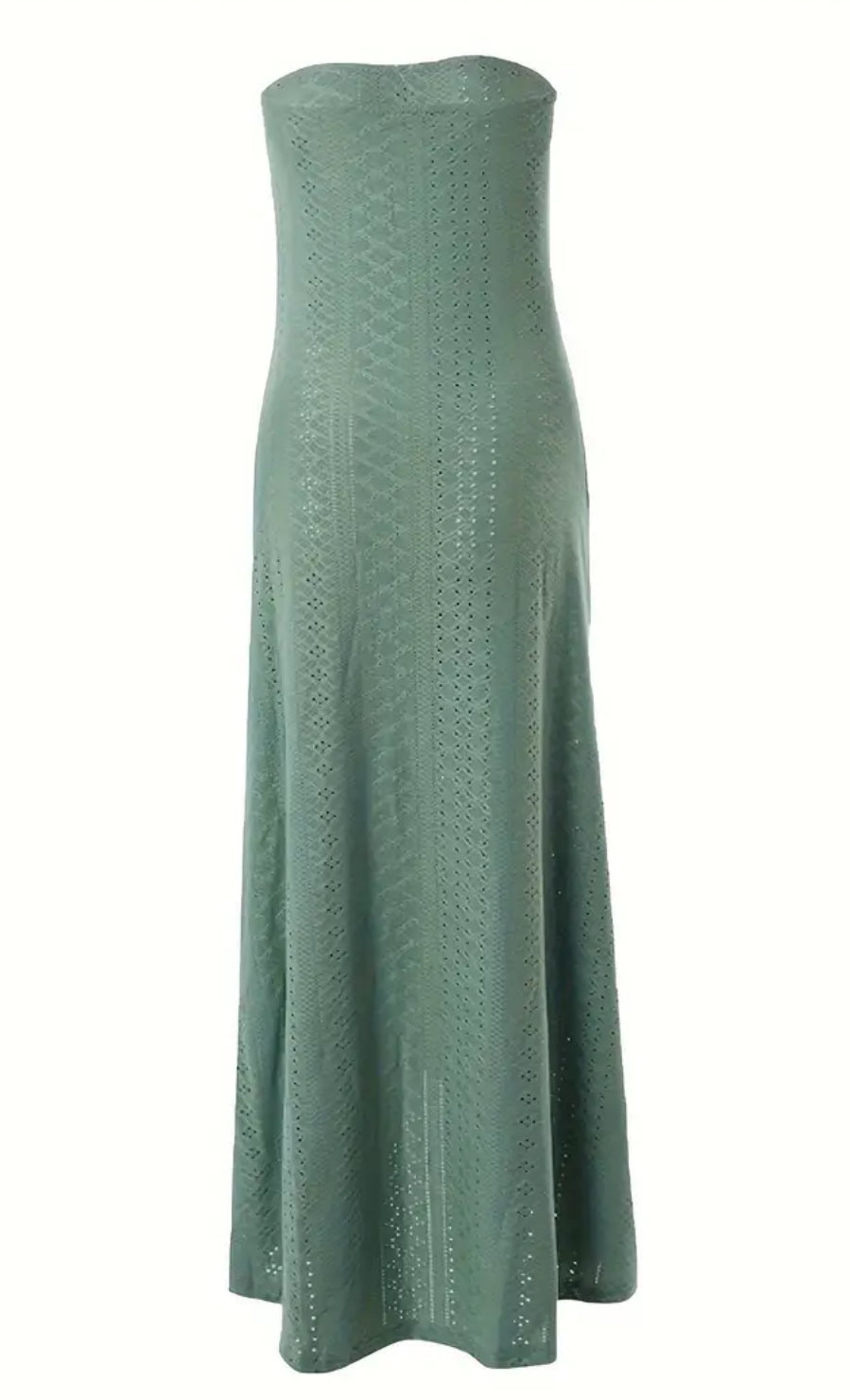 Stunning Eyelet Embroidered Wrap Tube Dress - Elegant Sleeveless Strapless Design