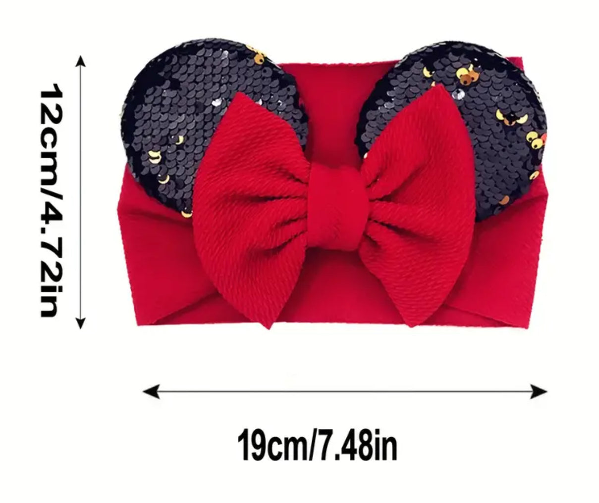 Lazo de lentejuelas de Minnie Mouse, banda para el cabello