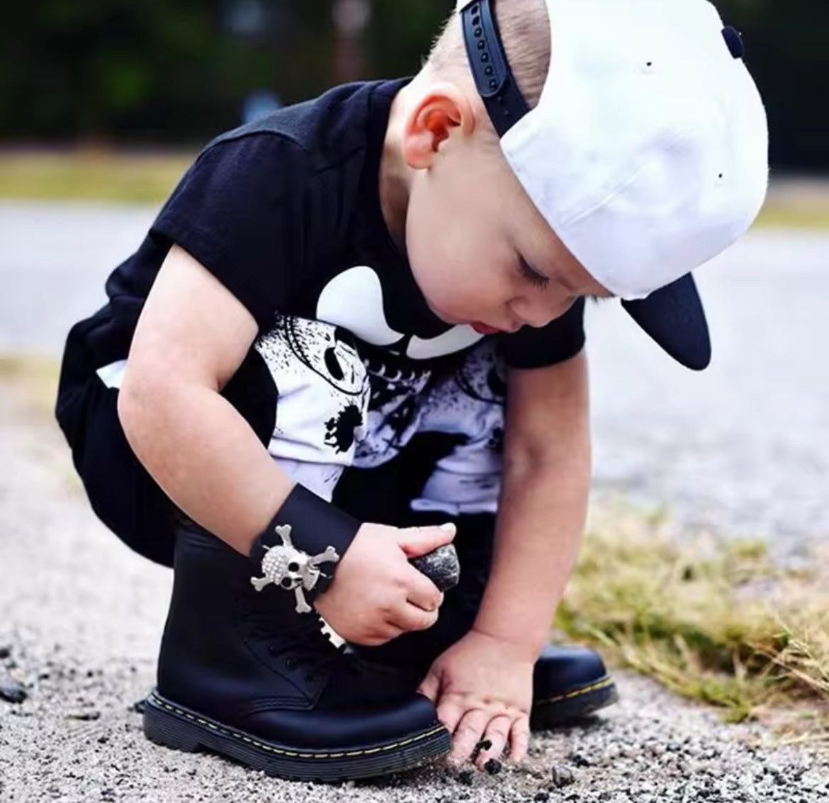 💀🎃 Halloween, Skull Top T-Shirt + Pants 2PCS Baby Boy