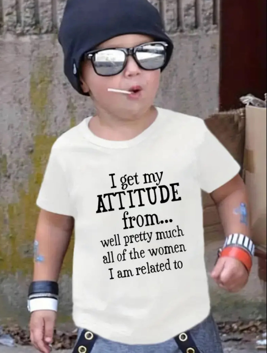 “Attitude” Boy's Creative T-shirt, Casual Comfortable, Short Sleeve, Crew Neck