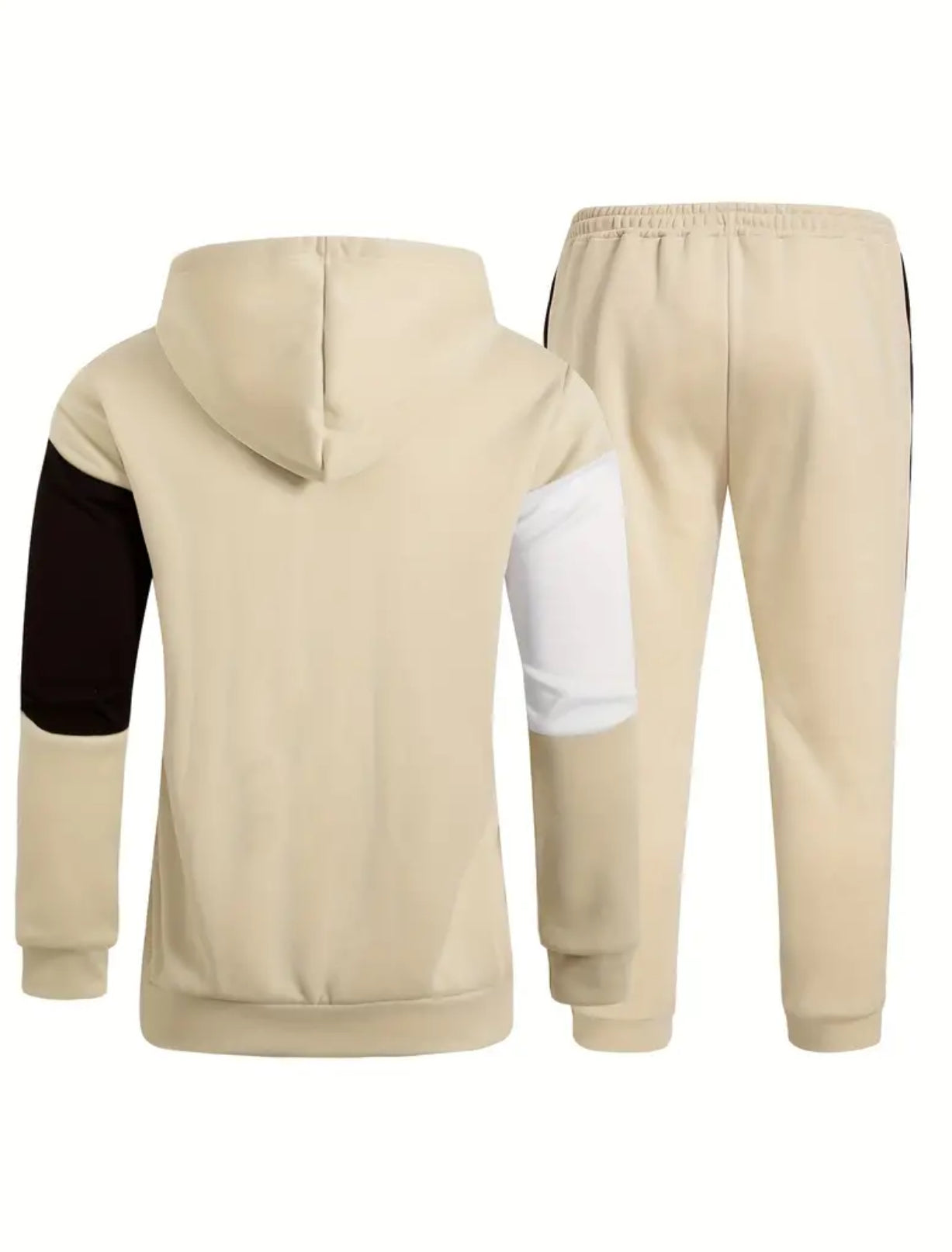 2pcs Men's Color Block Athletic Tracksuit Set, Pants & Sweatshirt