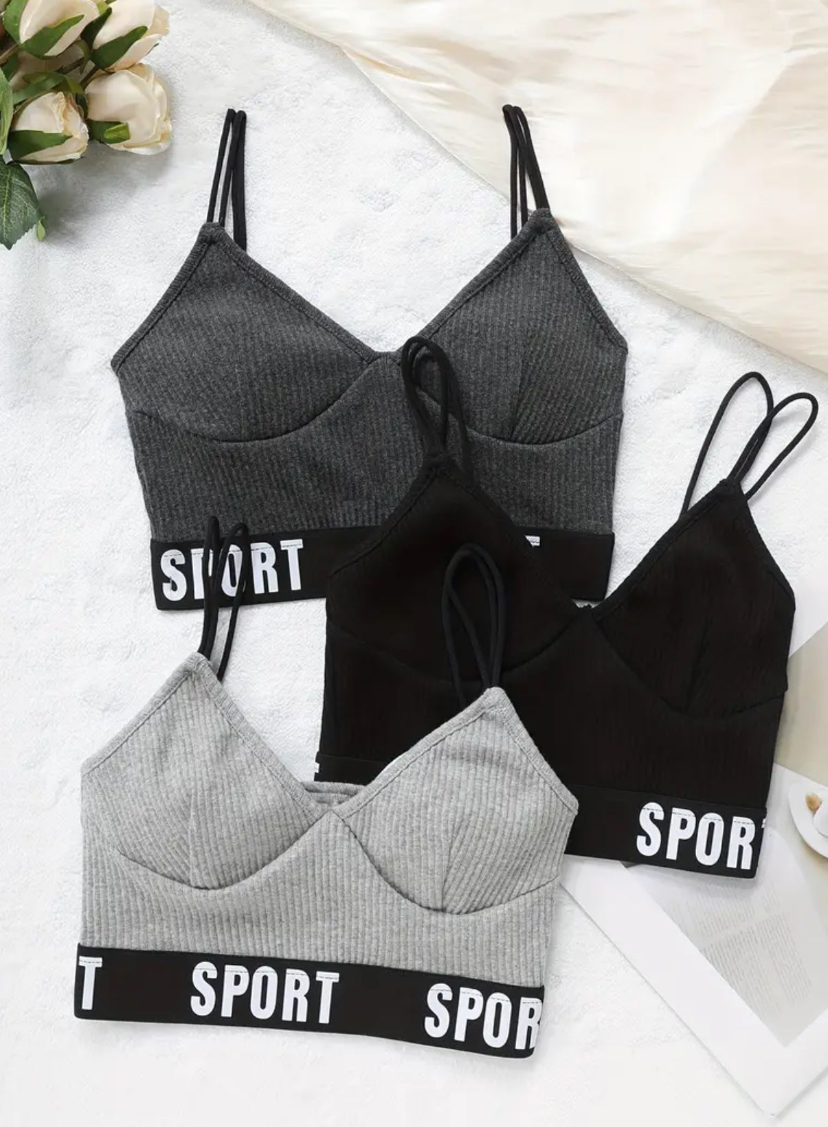 Girls Activewear Sports Bra, 3pc Set