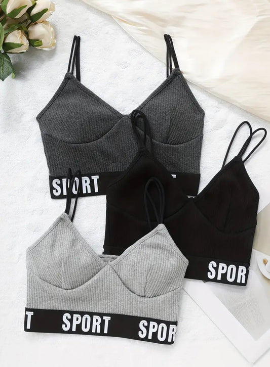 Conjunto de 3 piezas de sujetador deportivo para niñas