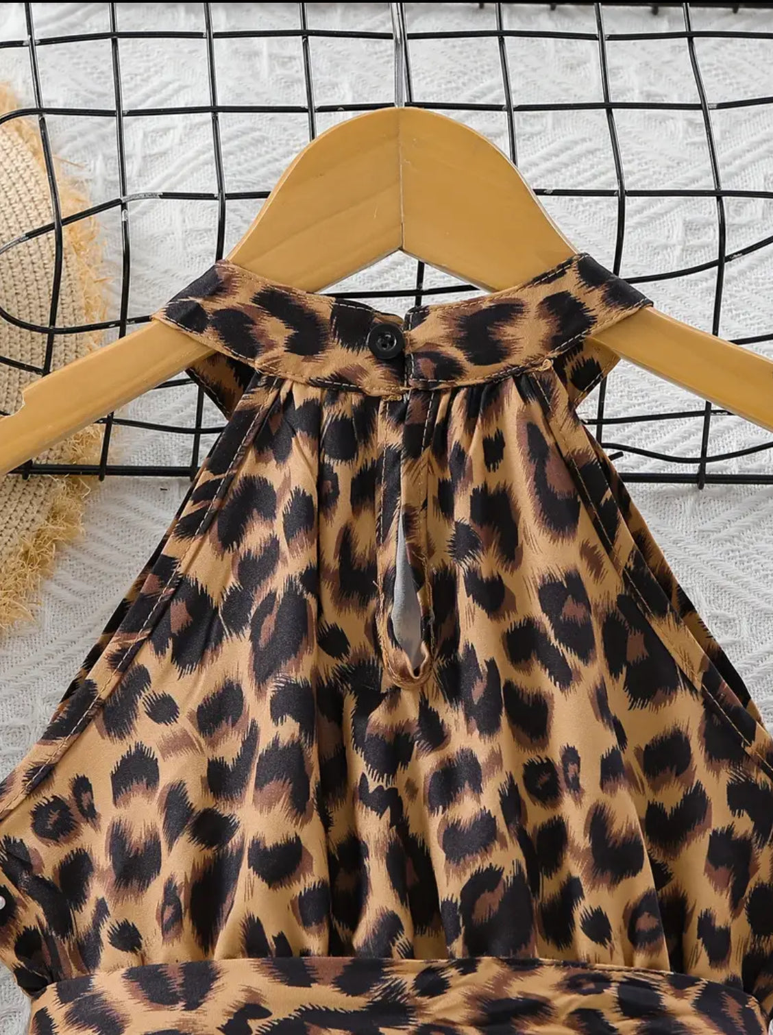 Leopard Print Halter Neck Dress for Girls