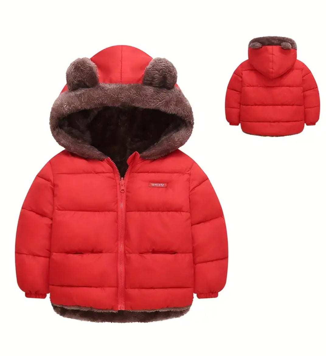 “Warm Bear” Hooded Jacket - Cute Ears Design, Reversible, Zip-Up Coat for Winter