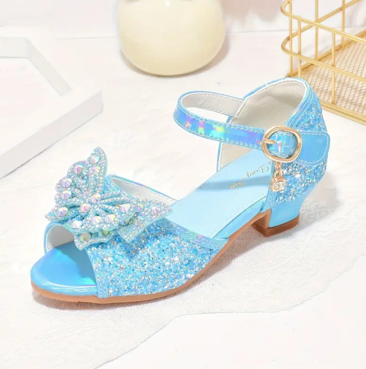 “Butterfly Sequin” Girls High-heeled, Breathable Lightweight Glam Shoes