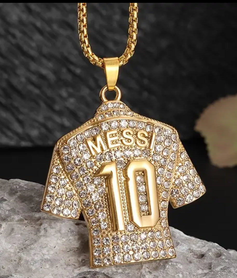 Titanium steel gold-plated pendant MESSI's iconic No. 10 jersey