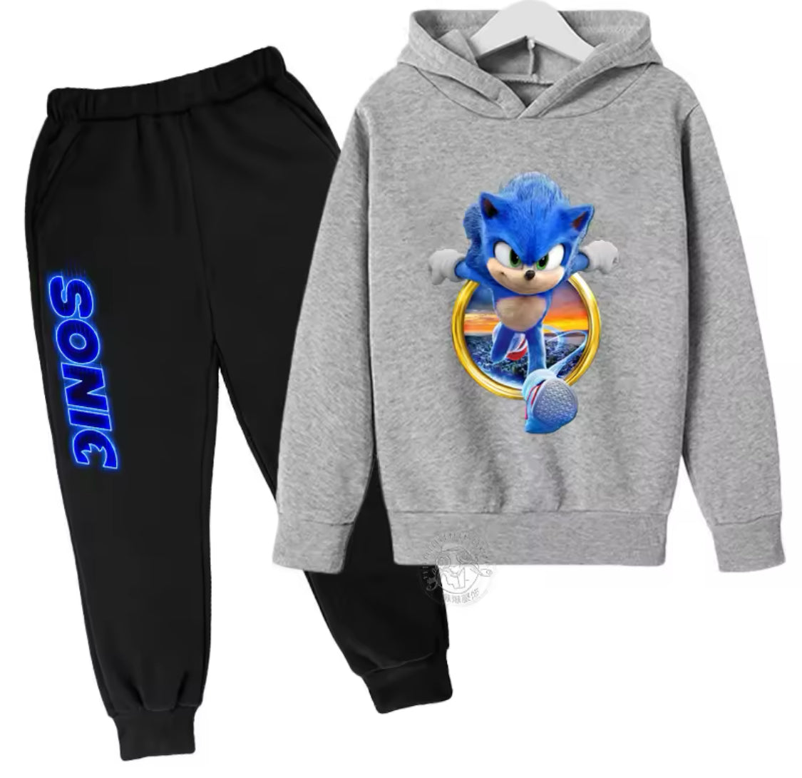 Sonic- Hoodie Set, 2pcs Hooded Sweatshirt + Sweatpants