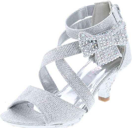 ‘Diamonds & Bows’ Girls Sandal Chunky Heels