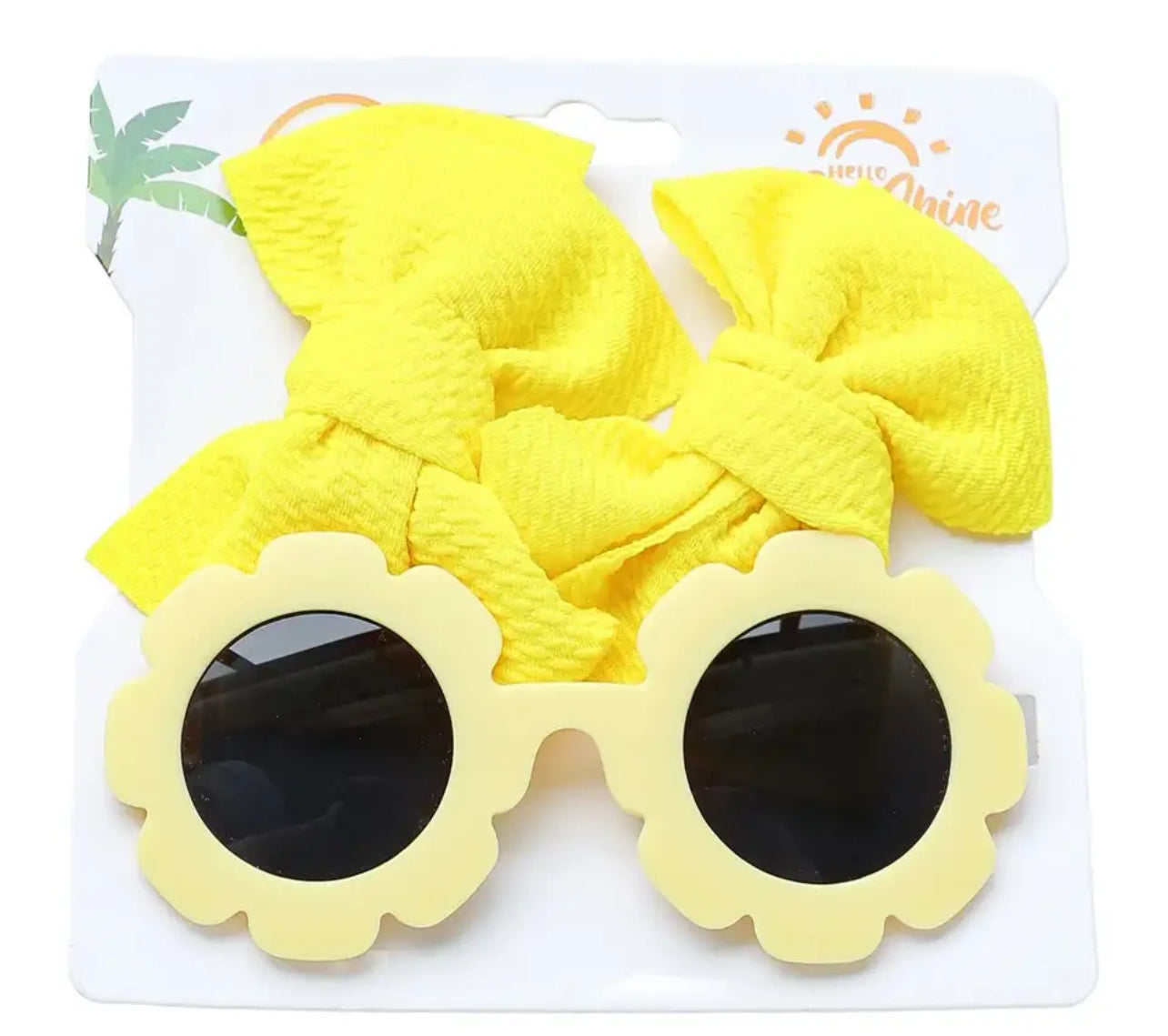 Conjunto de gafas de sol y lazo para el pelo para niña, protección ocular contra los rayos UV