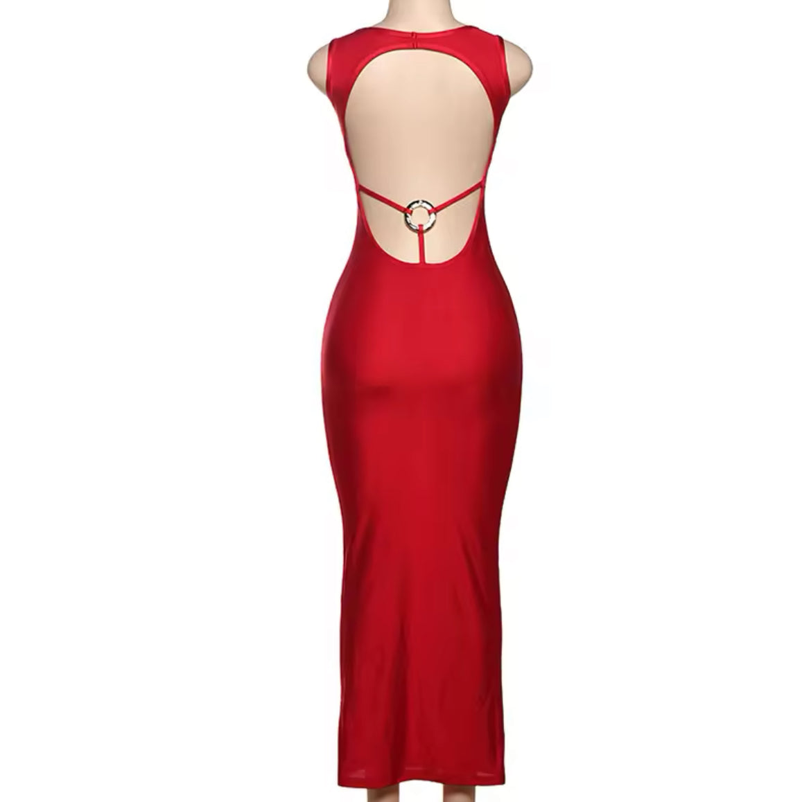 “Red Night” Club Outfits, Hollow Out Backless, Sleeveless Long Dress