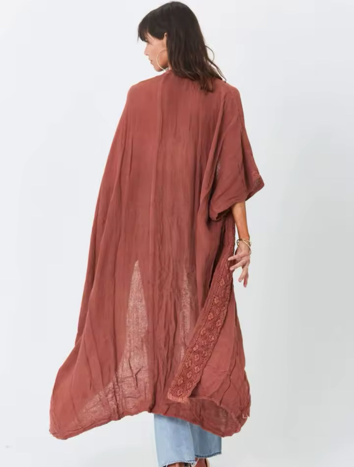 ‘Bohemian’ Maxi Lace Trimmed Kimono