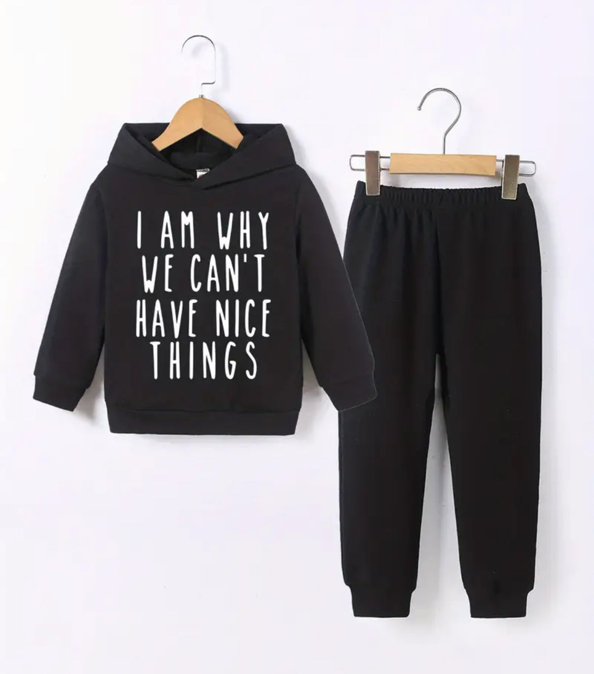 2pcs I AM WHY WE CAN'T HAVE NICE THINGS, Hoodie & Pants