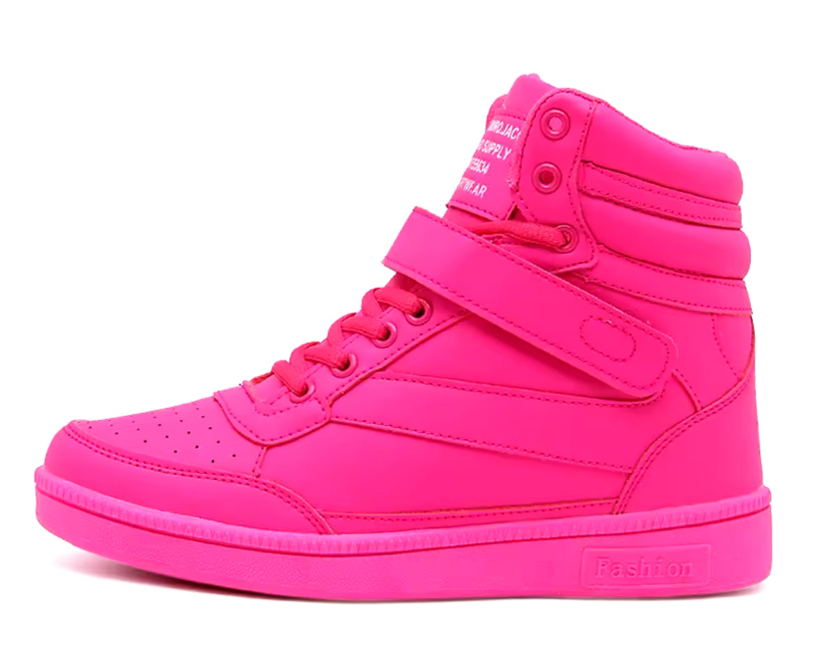 “Retro 80s” Women’s High Tops, Vibrant Color Wedge Heel Sneakers