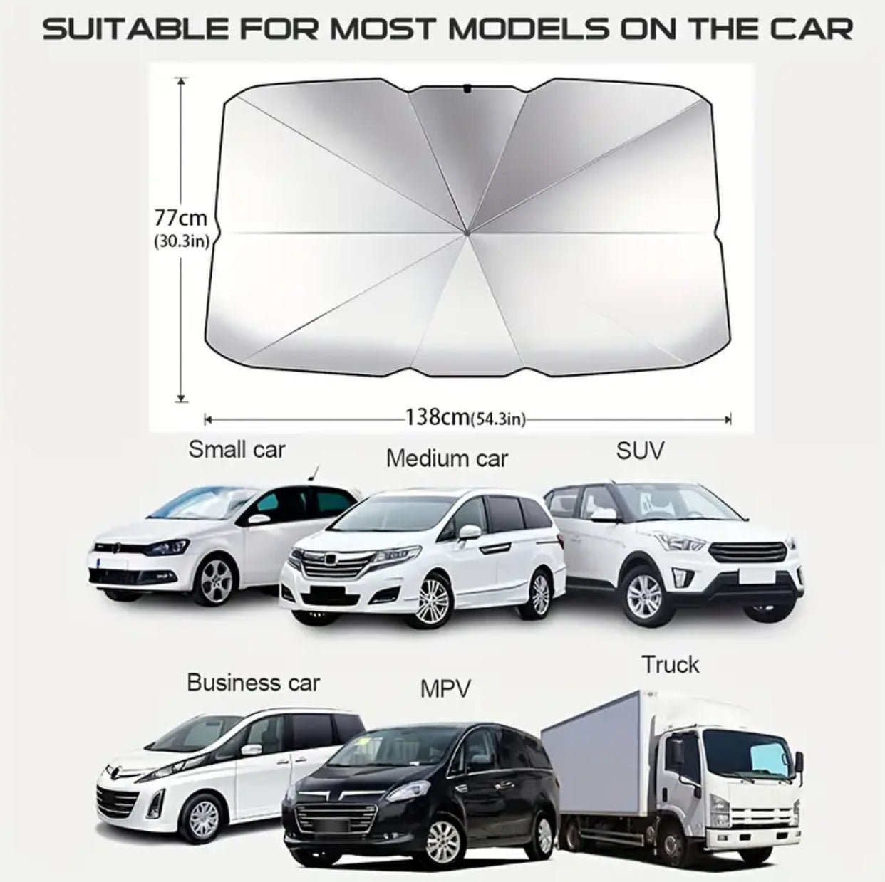 Parasol portátil y plegable para parabrisas de coche