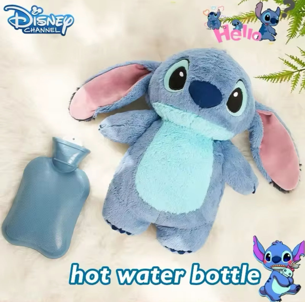 Disney Stitch, shishe me ujë të nxehtë prej pelushi, ngrohës dore