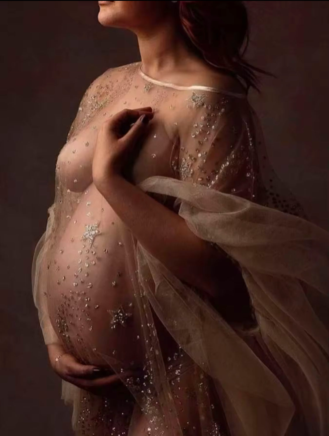 “Sequined Stars” Photoshoot -Maternity, Baby Shower Gown