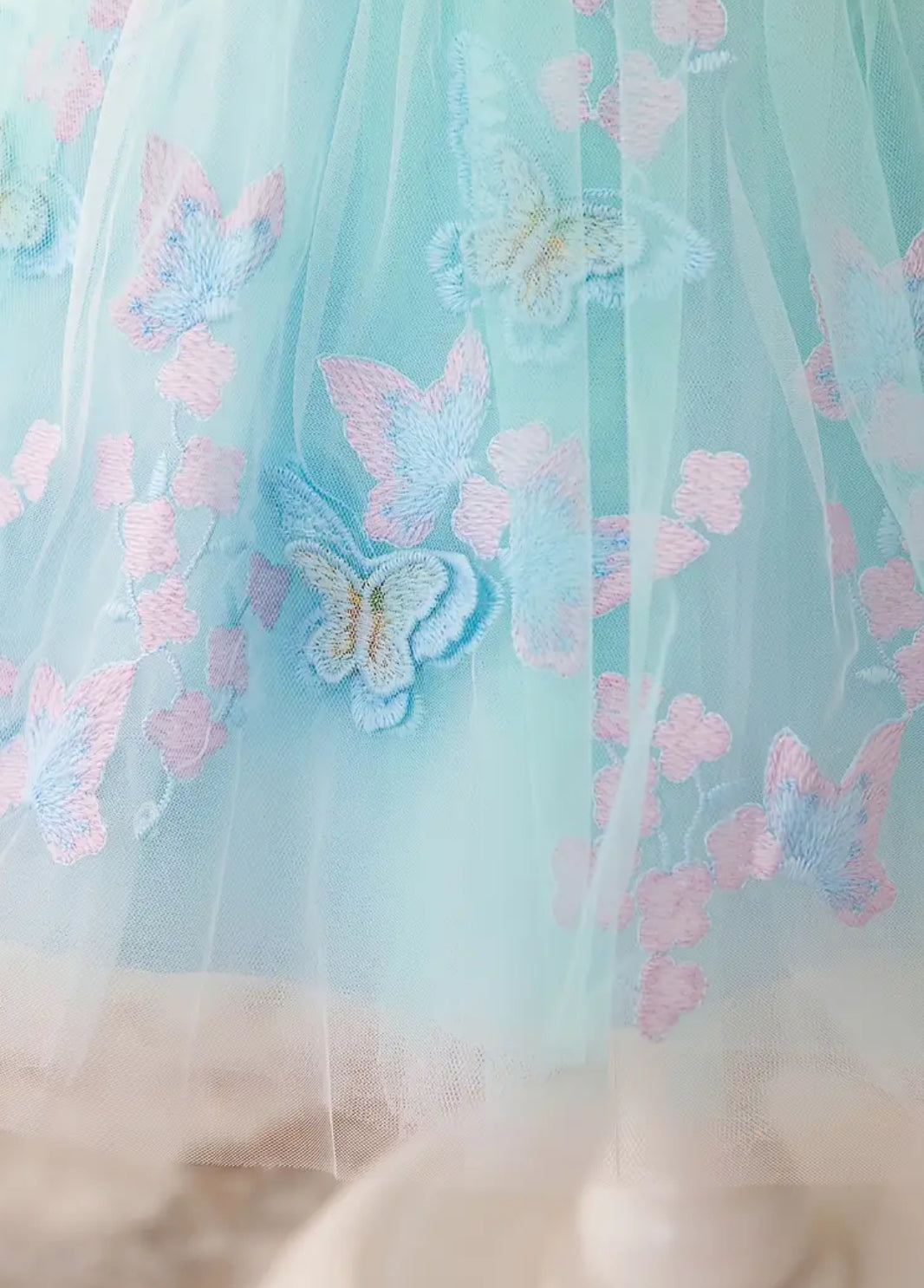 “Butterfly Sequin” Princess Beaded with Invisible Zipper, Tulle Gown 🦋