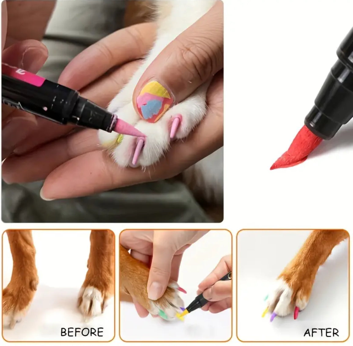 1 Set Of 12 Quick Drying, Acrylic Pet Safe, Easy To Use Nails Paint Markers For Dogs, Cats & other Pets