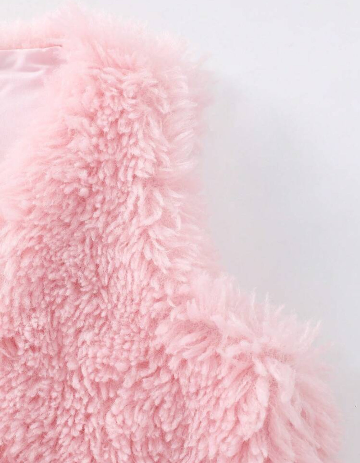 “Tween in Bubble Gum Pink” Girl Solid Color Long Sleeve Shirt + Fluffy Vest + Solid Color Pants Set